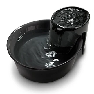 Pioneer Pet Big Max Ceramic Fountain #3005 Black with the raised central pump outlet and wide bowl.