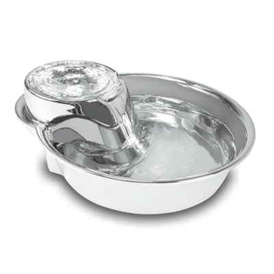Pioneer Pet Big Max Stainless Steel Fountain #3009 with broad steel bowl and raised central pump outlet.